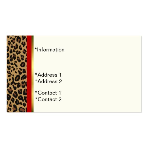 Fashionable Jaguar Print Business Card (back side)