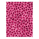Fashionable leopard skin fluffy fur effect postcards