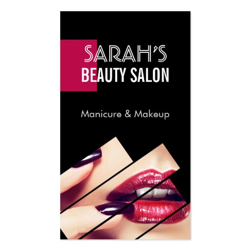 Fashionable Makeup Lips Beauty Salon Boutique Business Card Template (front side)