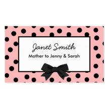 Fashionable Pink and Black Polka Dot Mommy Card Business Card
