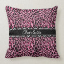 Fashionable Pink Leopard Print and Lace Pillow