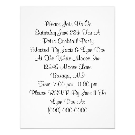 Fashionable Retro Cocktail Theme Party Invitations
