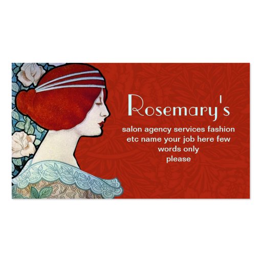 fashionable retro style business card with woman (front side)