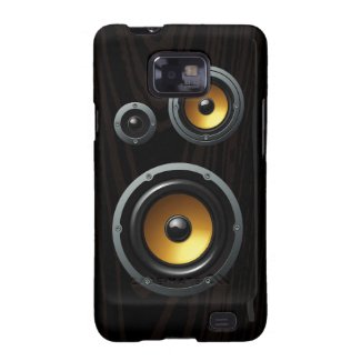 Fashionable Retro Wood Grain Speaker Trio Samsung Galaxy Cases