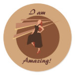 Fashiongirl in Brown Round Stickers