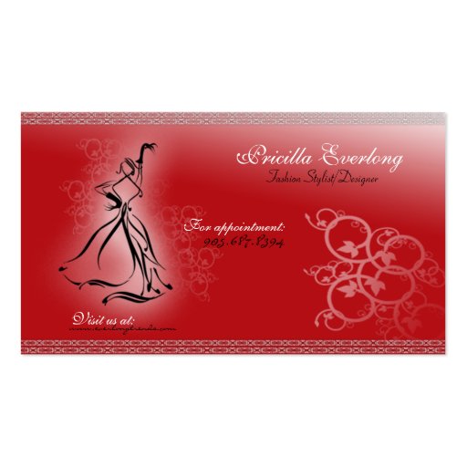 Fashionista Fashion Stylist/Designer Business Card (front side)