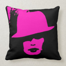 Fashionista pink black woman razberry pillow