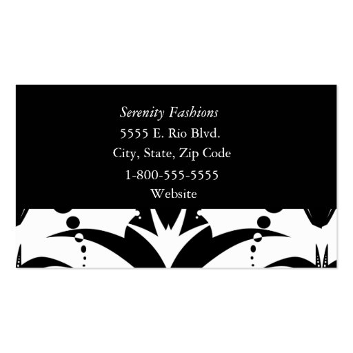 Fashions Business Card (back side)