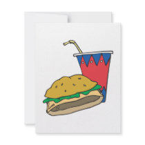 fast food burger and soft drink custom invitations