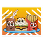 Fast Food Cartoon Postcard