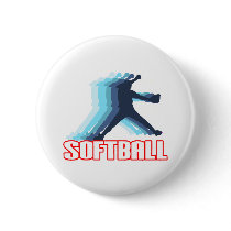 Fast Pitch Softball Silhouette Pinback Button