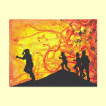 Fast Zombies Dark Art Horror painting art postcard postcards