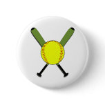 Fastpitch Softball and Crossed Bats Pin