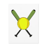 Fastpitch Softball and Crossed Bats Post Card