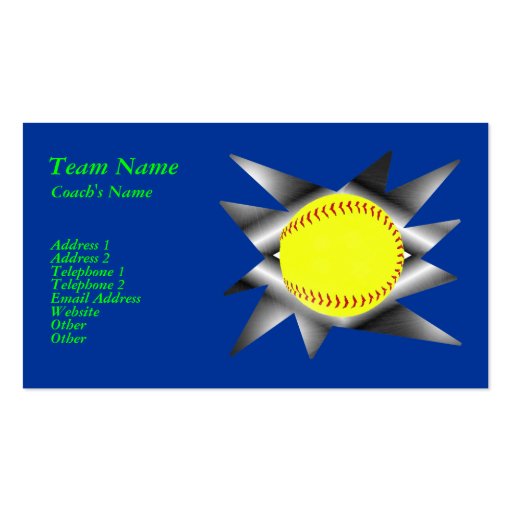 Fastpitch Softball Business Card (front side)