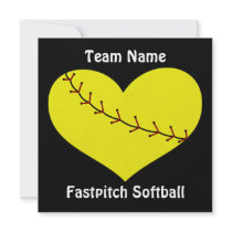 Fastpitch Softball Heart Invitations