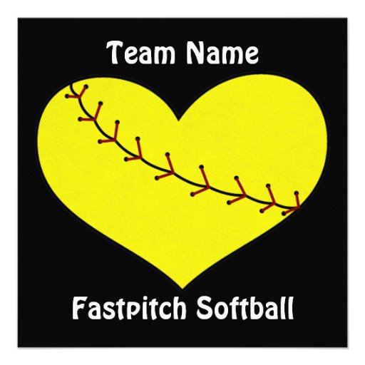 Fastpitch Softball Heart Invitations