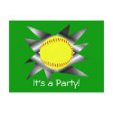 Fastpitch Softball Party Invitation postcards