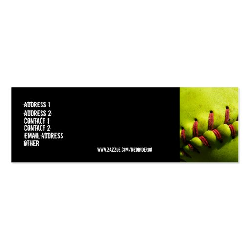 Fastpitch Softball Profile Card Business Cards (back side)