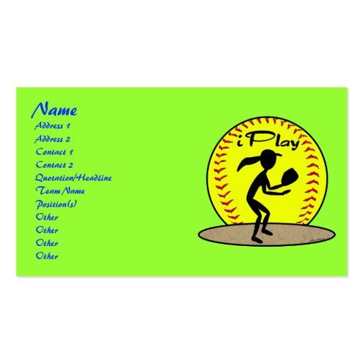 Fastpitch Softball Profile Cards Business Card Template