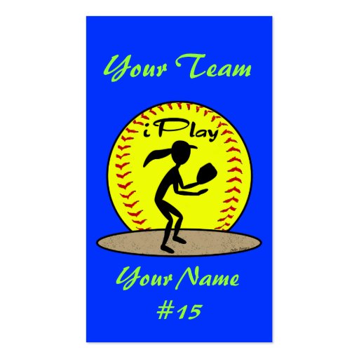 Fastpitch Softball Profile Cards Business Card Template (back side)