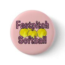 Fastpitch Softball Zebra Style Pinback Button