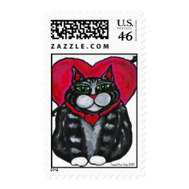 Fat Cat and Hearts Valentine's Day Postage Stamp - This stamp is adapted from an orginal painting by Lisa Corby. This fun fat cat says be mine! Fat Cat and Hearts Valentine's Day Postage Stamp - This stamp is adapted from an orginal painting by Lisa Corby. This fun fat cat says be mine!