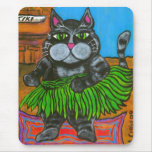 Fat Cat in a Hula Skirt at a Tiki Bar mousepad