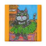 Fat Cat in a Hula Skirt Magnet