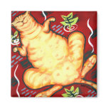 Fat Cat on a Cushion Fridge Magnet