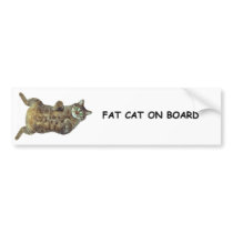 Fat Cat on Board Bumper Sticker