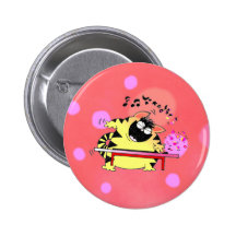 Fat Cat Play Keyboard Pinback Buttons
