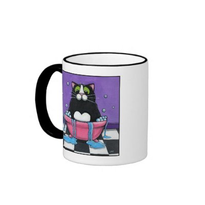 Fat Cat Takes A Bath - Cat Mug by LisaMarieArt