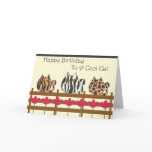 Fat Cats on Fence Birthday Card