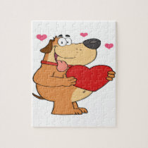 Fat Dog Holding  A Heart. puzzles