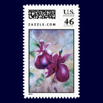 Fat Fuchsia Postage Stamps by artbyjolyn Fat Fuchsia Postage Stamps