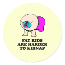 Fat kids are harder to kidnap baby t-shirt stickers