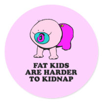 Fat kids are harder to kidnap baby t-shirt stickers