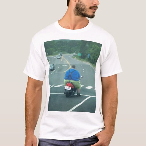 Fat man on a moped TShirt Zazzle