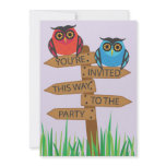 Fat Owls on Signpost Invitation