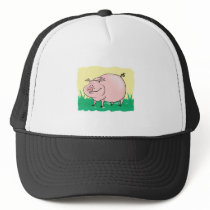 fat pig cartoon trucker hat