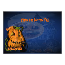 Fat Pumpkin and Black Kitty ,invitation_5x7_hor...