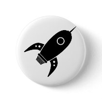 Fat Retro Rocket Ship Black buttons