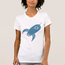 Fat Retro Rocket Ship Blue Tshirt
