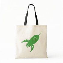 Fat Retro Rocket Ship Green bags