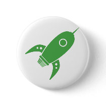 Fat Retro Rocket Ship Green buttons