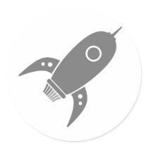 Fat Retro Rocket Ship Grey Gray Sticker