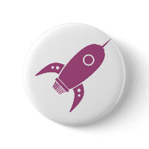 Fat Retro Rocket Ship Pink buttons