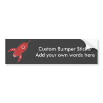 Fat Retro Rocket Ship Red Bumper Stickers