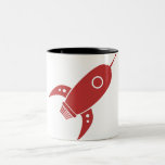 Fat Retro Rocket Ship Red Coffee Mug